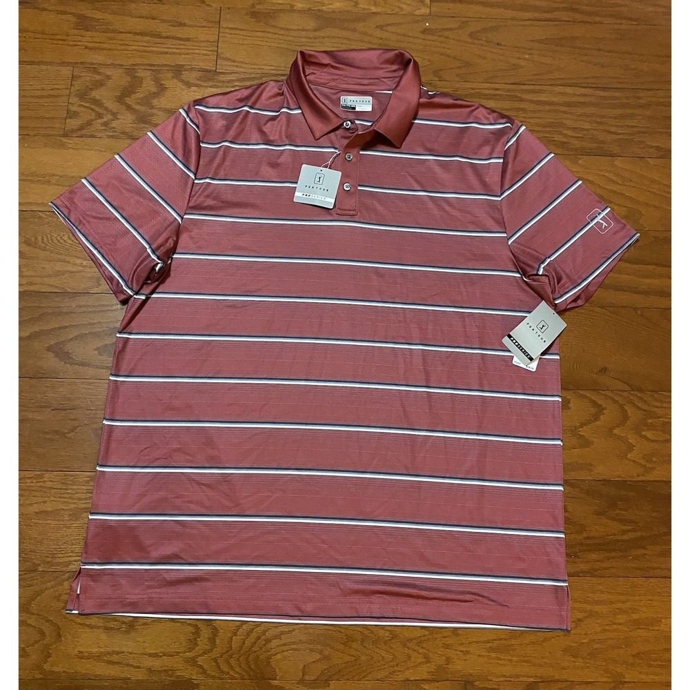 PGA Tour Shirt Mens XXL 2XL Red Golf Polo Pro Series Athletic Fit New! NWT $68